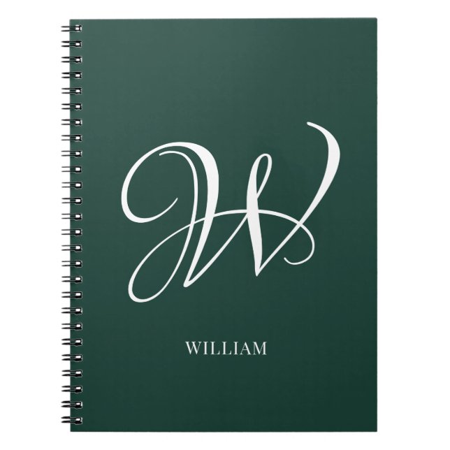 Initial Personalisiert Elegant Emerald Monogram Notizblock (Vorderseite)