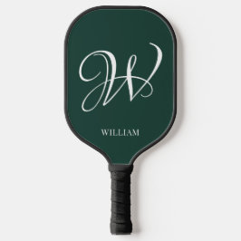 Initial Personalisiert Elegant Emerald Monogram Pickleball Schläger