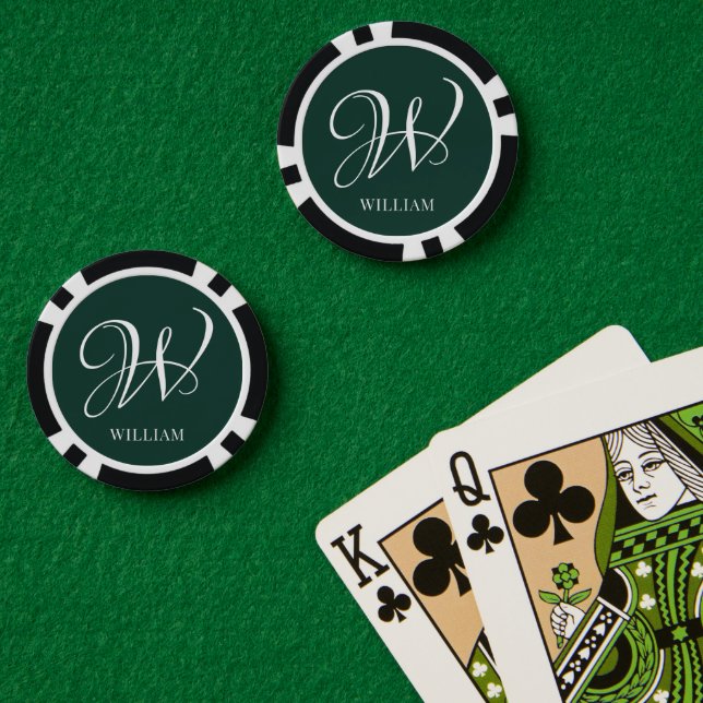 Initial Personalisiert Elegant Emerald Monogram Pokerchips (Pokertisch (doppelt))