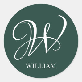 Initial Personalisiert Elegant Emerald Monogram Runder Aufkleber