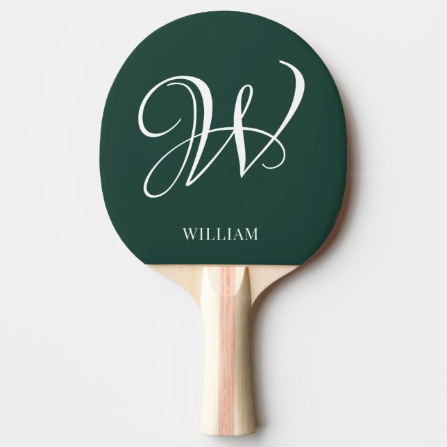 Initial Personalisiert Elegant Emerald Monogram Tischtennis Schläger (Vorderseite)