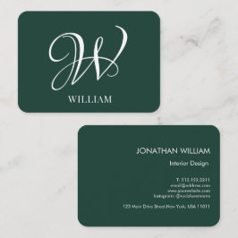Initial Personalisiert Elegant Emerald Monogram Visitenkarte