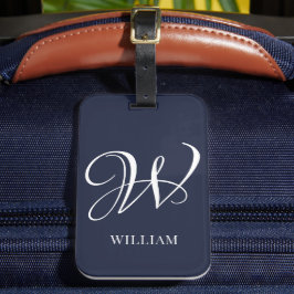 Initial Personalisiert Elegant Navy Blue Monogram Gepäckanhänger