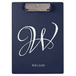 Initial Personalisiert Elegant Navy Blue Monogram Klemmbrett