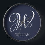 Initial Personalisiert Elegant Navy Blue Monogram Uhr<br><div class="desc">Einfache,  individuelle Erstmonogramm in moderner Typografie. Perfektes Geschenk mit persönlicher Touch</div>