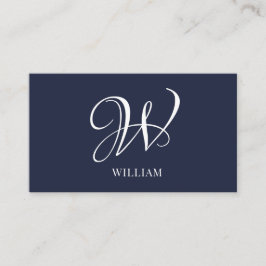 Initial Personalisiert Elegant Navy Blue Monogram Visitenkarte
