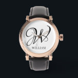 Initial Personalisiert elegant Weißes Monogramm Armbanduhr<br><div class="desc">Einfache,  individuelle Erstmonogramm in moderner Typografie. Perfektes Geschenk mit persönlicher Touch</div>