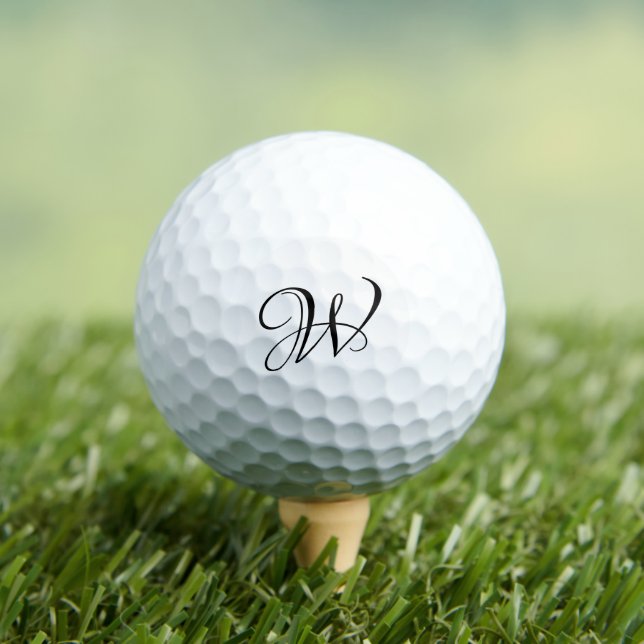 Initial Personalisiert elegant Weißes Monogramm Golfball (Insitu T-Shirt)