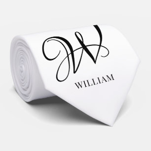 Initial Personalisiert elegant Weißes Monogramm Krawatte