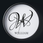 Initial Personalisiert elegant Weißes Monogramm Uhr<br><div class="desc">Einfache,  individuelle Erstmonogramm in moderner Typografie. Perfektes Geschenk mit persönlicher Touch</div>