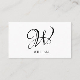 Initial Personalisiert elegant Weißes Monogramm Visitenkarte