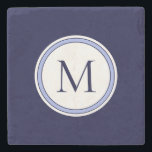 Initial personalisiert Simple Monogram | Blau Steinuntersetzer<br><div class="desc">Der personalisierte Untersetzer zeichnet sich durch ein schlichtes Design aus. Monogram initialisiert in stilvoller moderner Typografie. Personalisieren Sie Ihre eigene Monografie mit dem angegebenen Feld,  oder wenden Sie sich mit der Schaltfläche "Nachricht" an den Designer,  um Hilfe zu erhalten.</div>