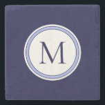 Initial personalisiert Simple Monogram | Blau Steinuntersetzer<br><div class="desc">Der personalisierte Untersetzer zeichnet sich durch ein schlichtes Design aus. Monogram initialisiert in stilvoller moderner Typografie. Personalisieren Sie Ihre eigene Monografie mit dem angegebenen Feld,  oder wenden Sie sich mit der Schaltfläche "Nachricht" an den Designer,  um Hilfe zu erhalten.</div>