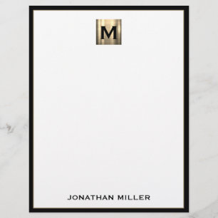 Initial personalisiert Square Brushed Metal Monogr Briefbogen