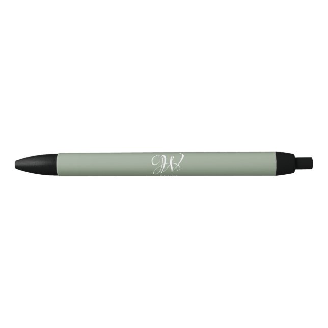 Initial Personalisierte Elegant Sage Green Monogra Kugelschreiber (Vorderseite)