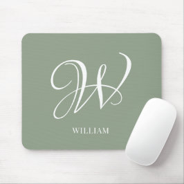 Initial Personalisierte Elegant Sage Green Monogra Mousepad