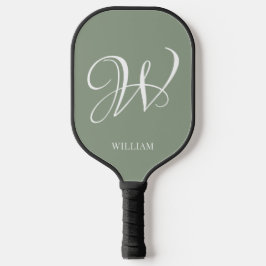 Initial Personalisierte Elegant Sage Green Monogra Pickleball Schläger