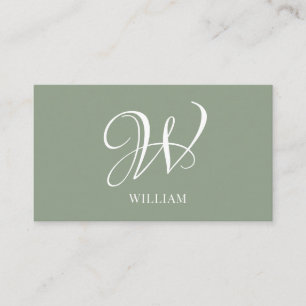 Initial Personalisierte Elegant Sage Green Monogra Visitenkarte