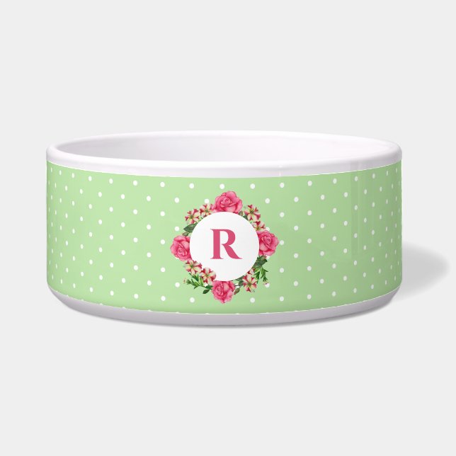 Initial Pink Rose Red White Petunia Polka Dots Napf (Vorderseite)