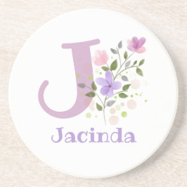 Initial Plus Name & Blume Design Getränkeuntersetzer