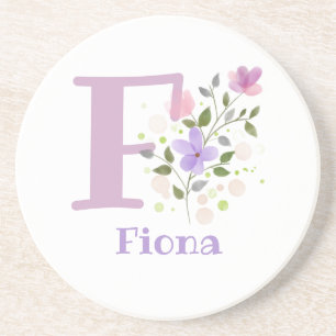 Initial Plus Name & Blume Design Getränkeuntersetzer