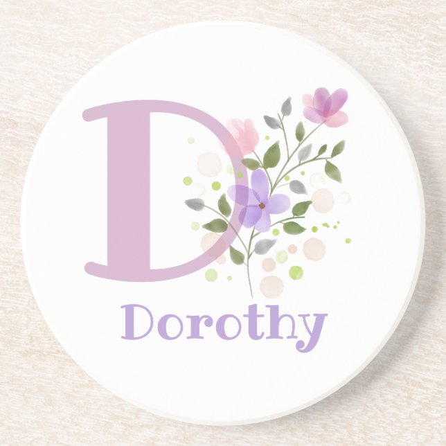 Initial Plus Name & Blume Design Getränkeuntersetzer (Vorne)