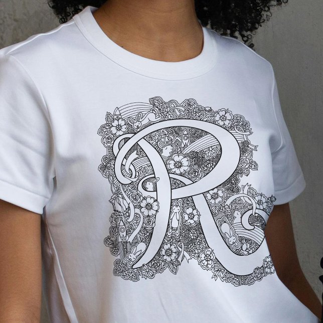 Initial R doodle tangle art gezeichnet Tri-Blend Shirt (Von Creator hochgeladen)