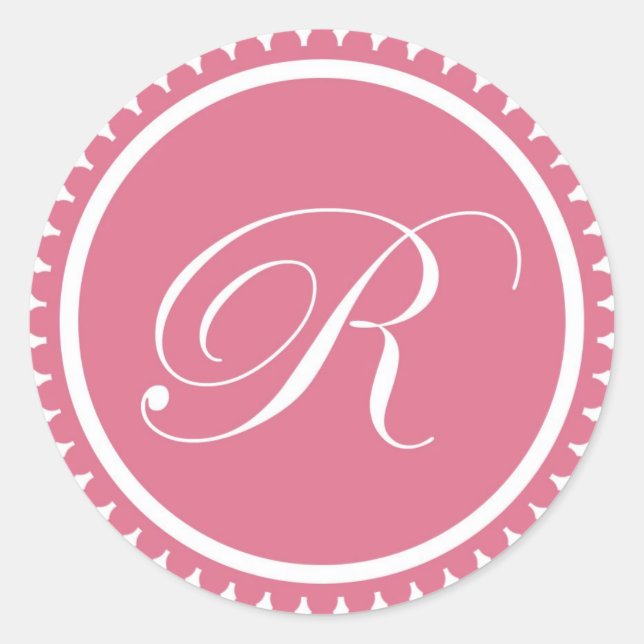 Initial R-Prinzessin rosa Monogramm-Siegel-Gastges Runder Aufkleber (Vorderseite)