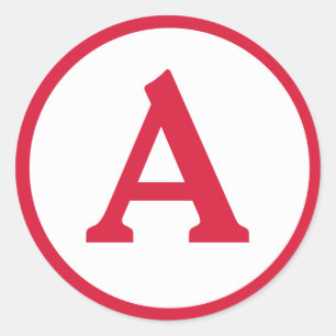 Initial Red Circle Aufkleber für Monogramm