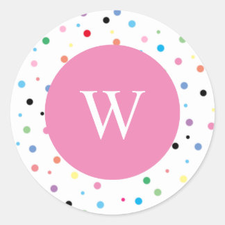 Initial rosa Rundkleber für die Spotty Monogram Runder Aufkleber