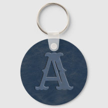 Initial Rustic Blue Leather Texture Monogram