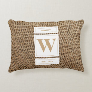 Initial Rustic Burlap Monogram Dekokissen