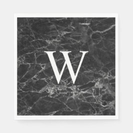 Initial Square Custom Paper Napkins aus schwarzem Serviette