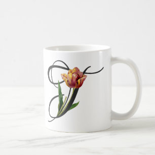 Initial T, Vintag Tulips Kaffeemaschine Tasse