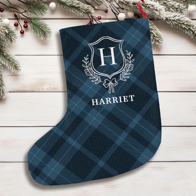 Initial-Tartan-Monogramm Kariert Großer Weihnachtsstrumpf (Von Creator hochgeladen)