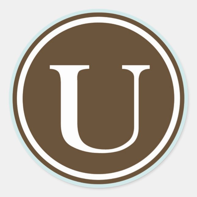 Initial-U-Monogramm-Siegel-Gastgeschenk Runder Aufkleber (Vorderseite)