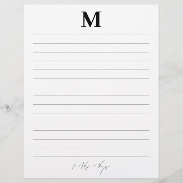 Initial- und Namensschild für persönliche Signatur Briefbogen (Vorderseite)