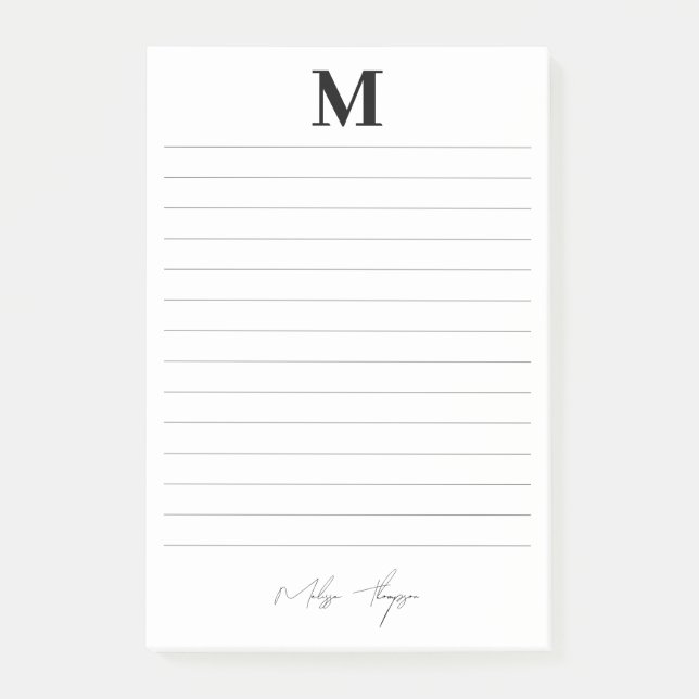 Initial- und Namensschild für persönliche Signatur Post-it Klebezettel (Vorderseite)