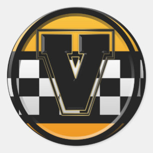 Initial V Taxifahrer Runder Aufkleber