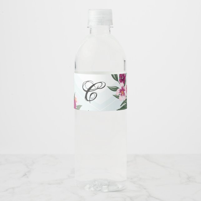 Initial Water Flasche Label Tropischer Flug (Vorderseite)