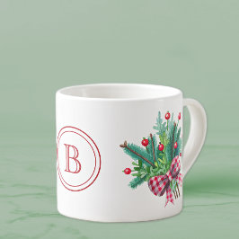 Initial, Watercolor Berries & Greenery Bouquet 6oz Espressotasse