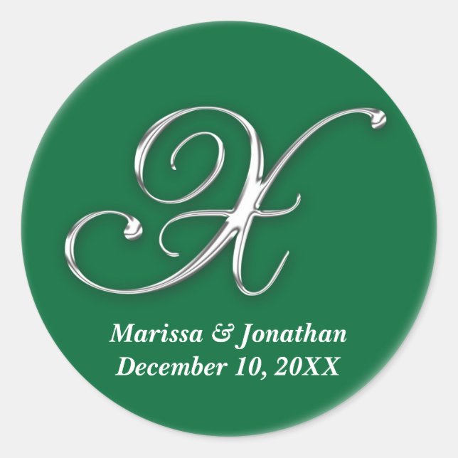 Initial X grüner monogramm individuelle Name favor Runder Aufkleber (Vorderseite)