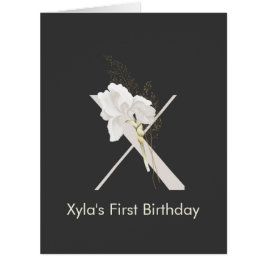 Initial X mit schwarzer Blume in Weich