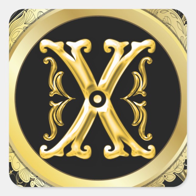 Initial X Square Sticker in Gold (Vorderseite)