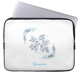 Initial "Y" Blue Monogram Calm Floral Laptopschutzhülle