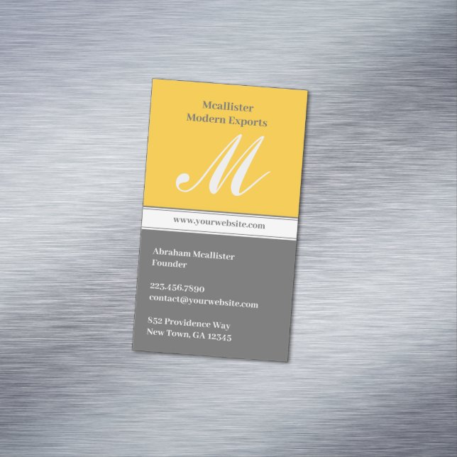 Initial Yellow Gray Magnetische Visitenkarte (Beispiel)
