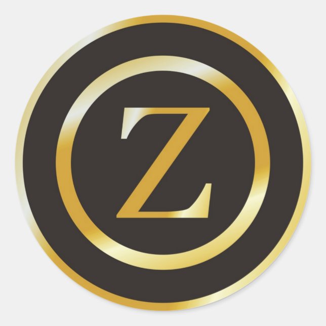 Initial Z Gold Monogram Wedding Stickers (Vorderseite)