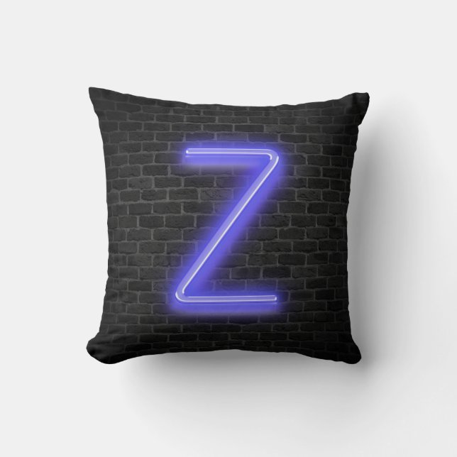 Initial Z in Neon Marquee auf Brick Kissen (Vorderseite)