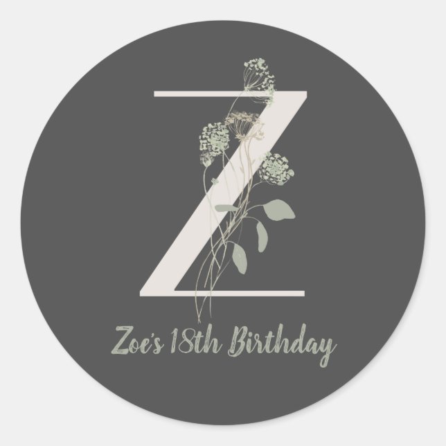 Initial Z mit Soft-Blume Custom Classic Runder Aufkleber (Vorderseite)