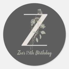 Initial Z mit Soft-Blume Custom Classic Runder Aufkleber